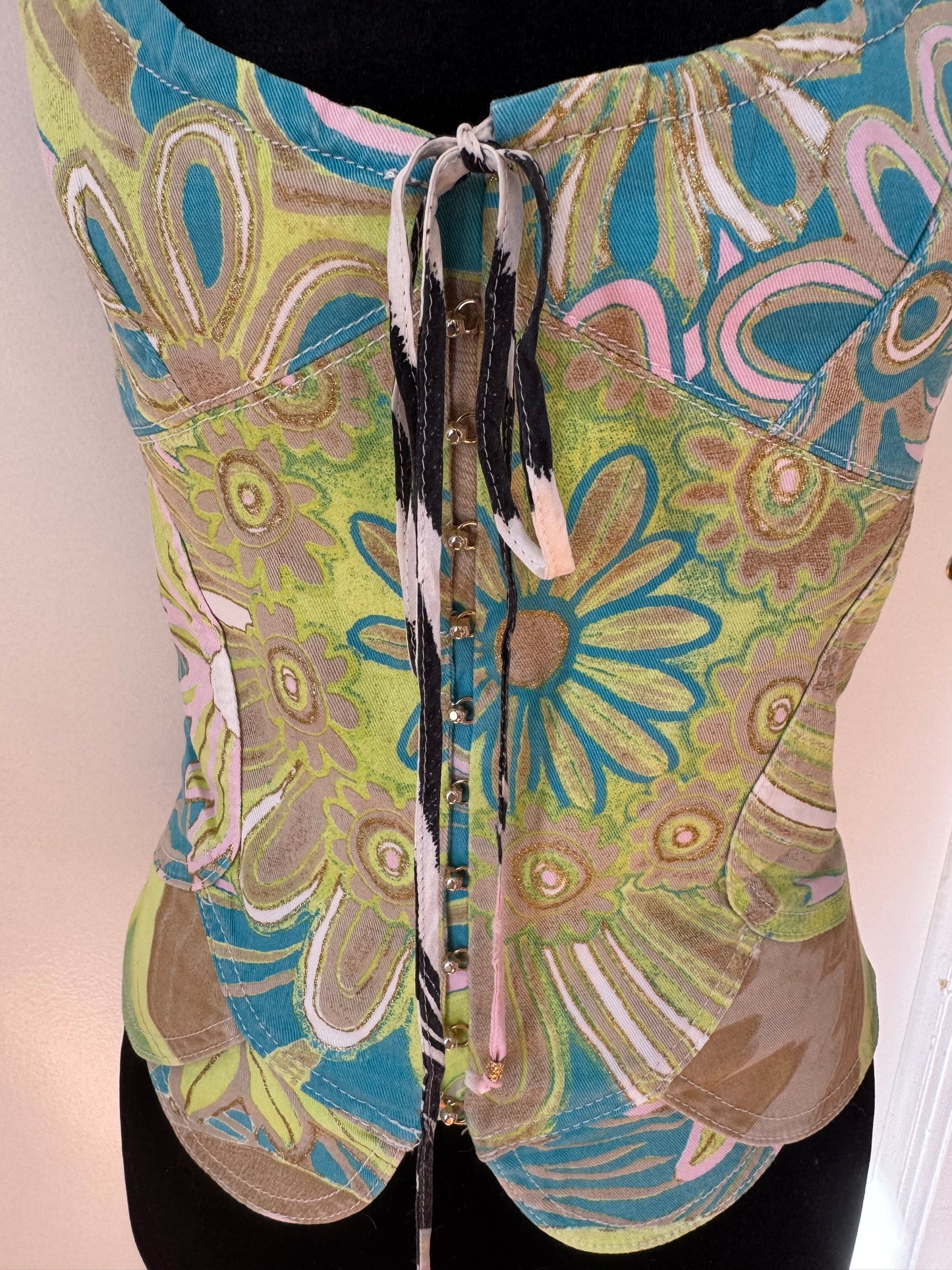 roberto cavalli spring summer 2003 floral corset top