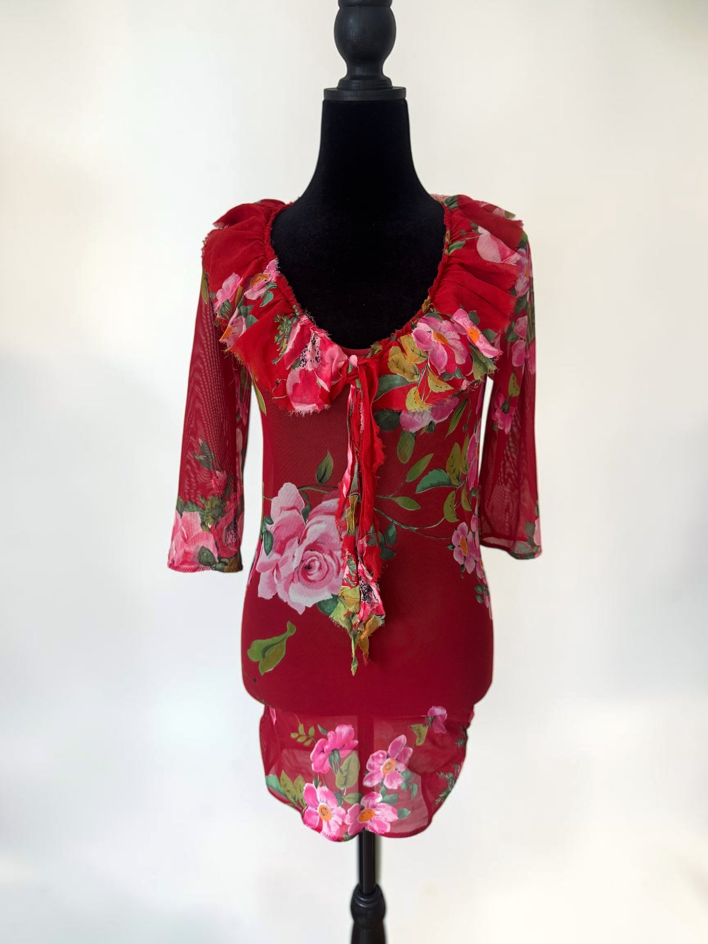 blumarine spring summer 2002 floral silk top/dress
