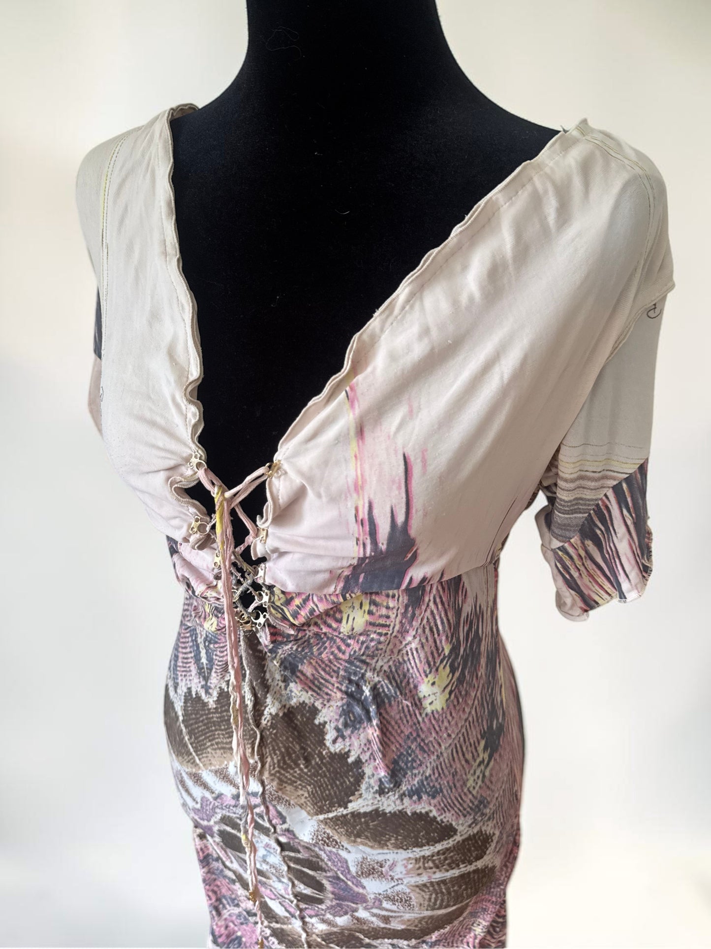 *rare* roberto cavalli spring summer 2004 pink feather dress