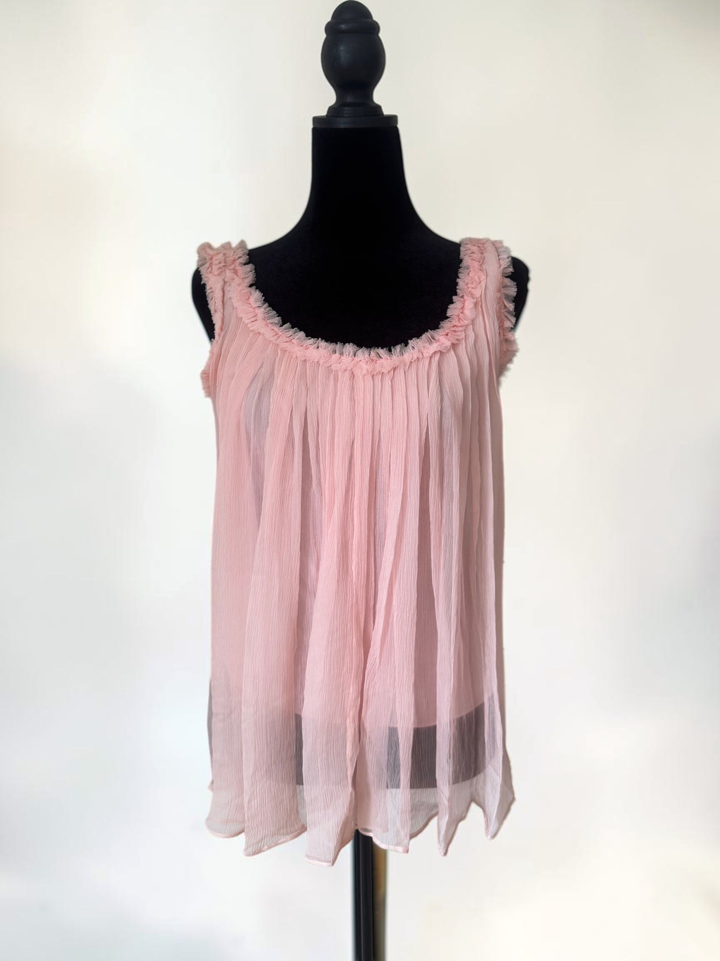 *rare* gucci fall winter 2001 ruffle pink silk tank top