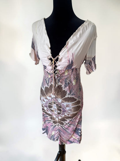 *rare* roberto cavalli spring summer 2004 pink feather dress