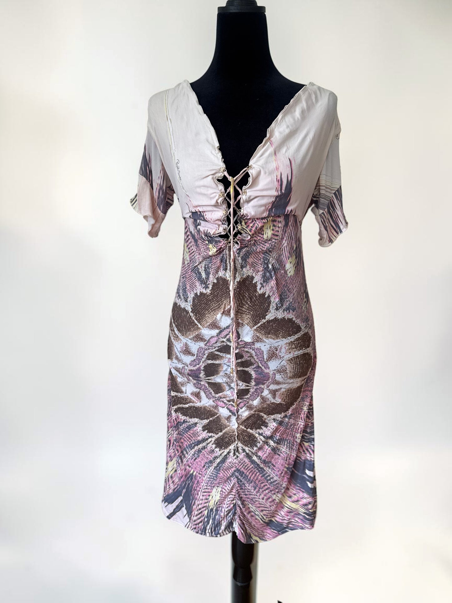 *rare* roberto cavalli spring summer 2004 pink feather dress