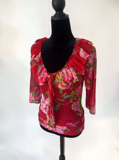 blumarine spring summer 2002 floral silk top/dress