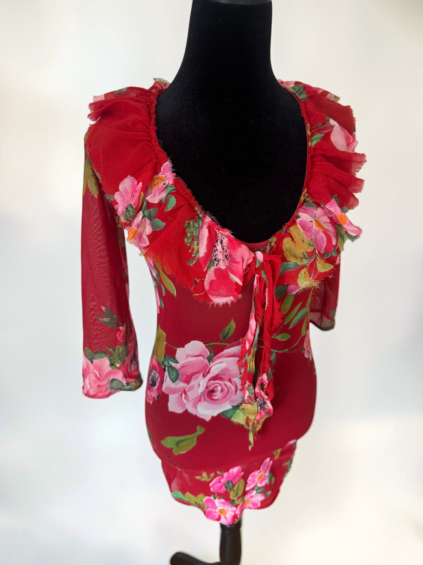 blumarine spring summer 2002 floral silk top/dress