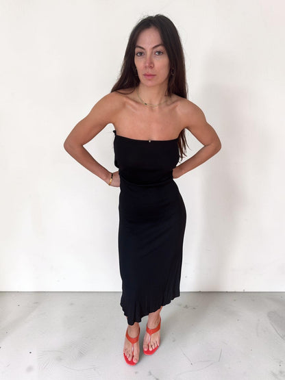 (rare) Gianni Versace couture S/S 1999 black medusa strapless dress