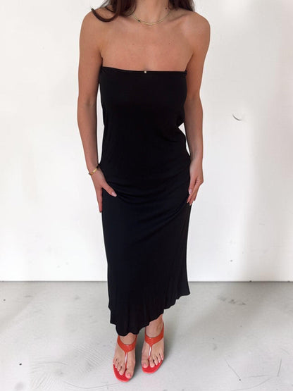 (rare) Gianni Versace couture S/S 1999 black medusa strapless dress