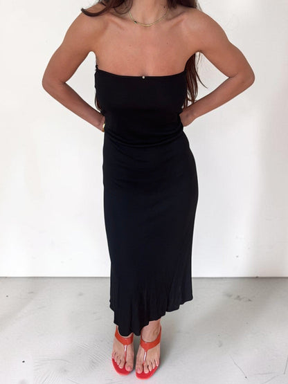 (rare) Gianni Versace couture S/S 1999 black medusa strapless dress