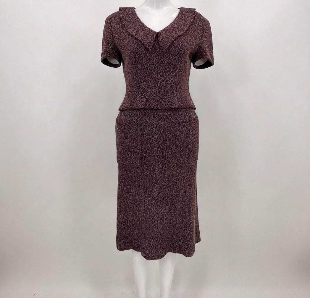 chanel fall winter 1997 burgundy tweed two piece ensemble