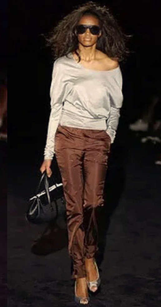 gucci s/s 2003 brown silk cropped capri pants
