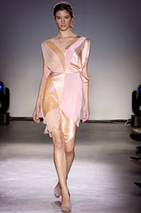 *rare* zac posen s/s 2004 pink silk paneled dress