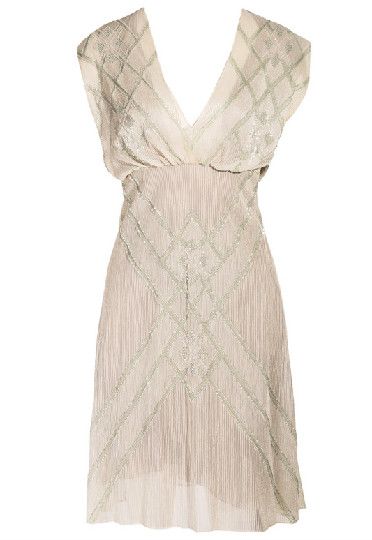 *rare* chloe fall winter 2000 cream and green beaded dress