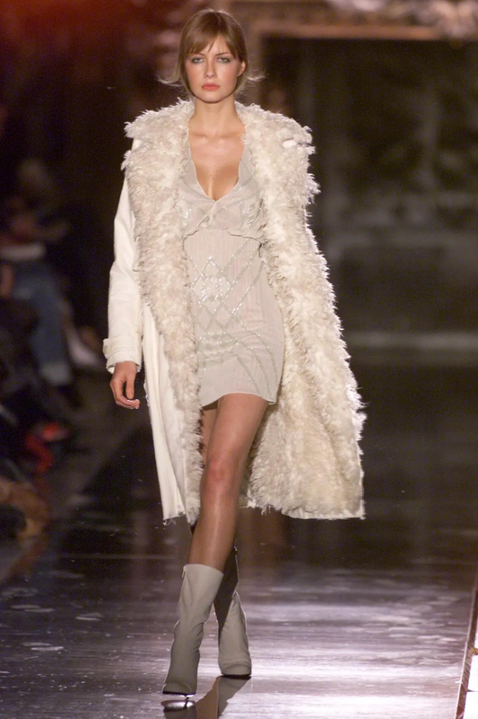 *rare* chloe fall winter 2000 cream and green beaded dress