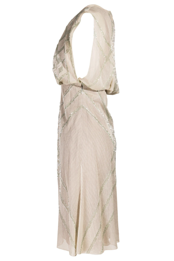 *rare* chloe fall winter 2000 cream and green beaded dress