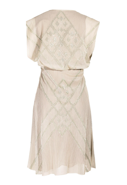 *rare* chloe fall winter 2000 cream and green beaded dress