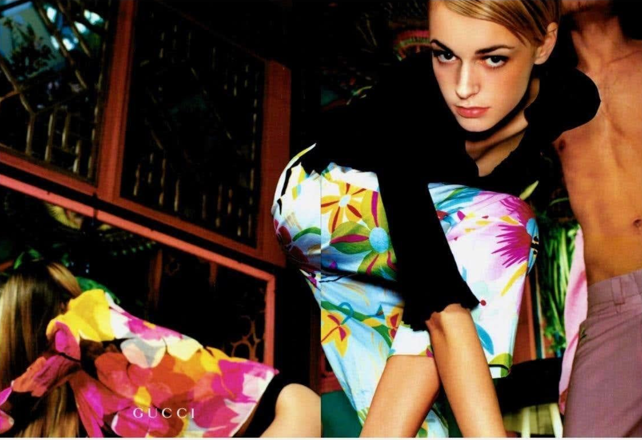 gucci spring summer 2001 white floral pants