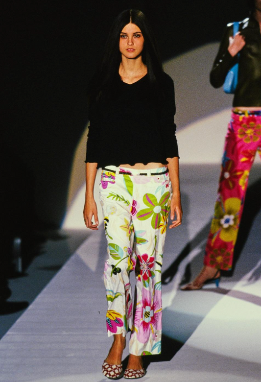 gucci spring summer 2001 white floral pants