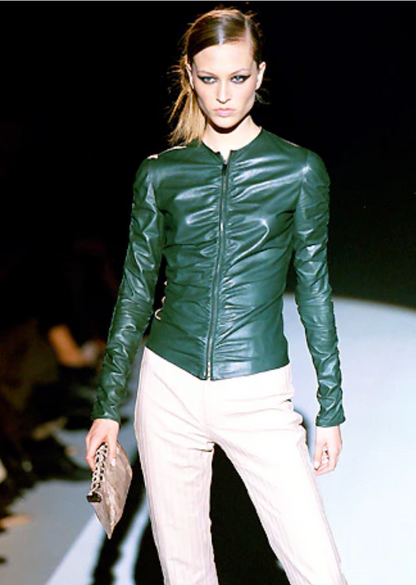 *rare* gucci f/w 1999 green leather jacket