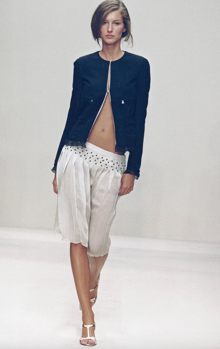 prada s/s 2000 runway purple silk grommet skirt