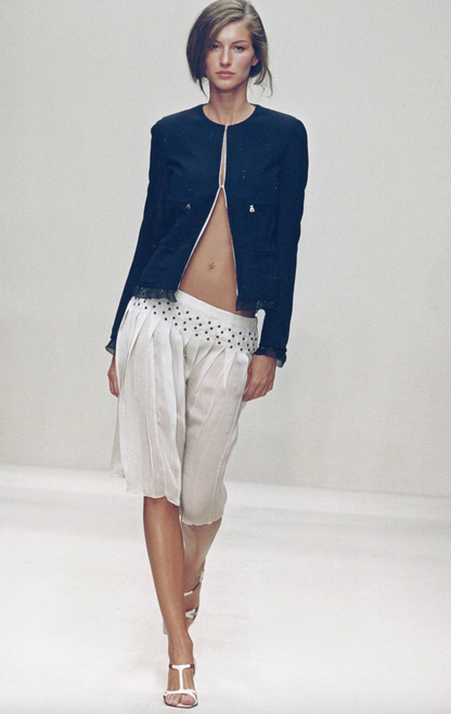 prada s/s 2000 runway purple silk grommet skirt