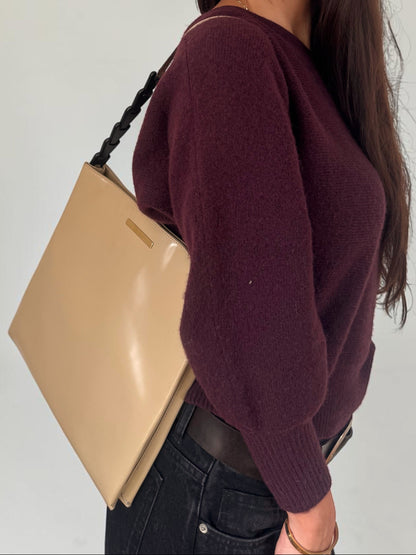 vintage gucci by tom ford beige patent leather shoulder bag