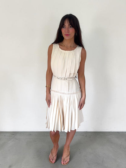 vintage oscar de la renta silk pleated dress