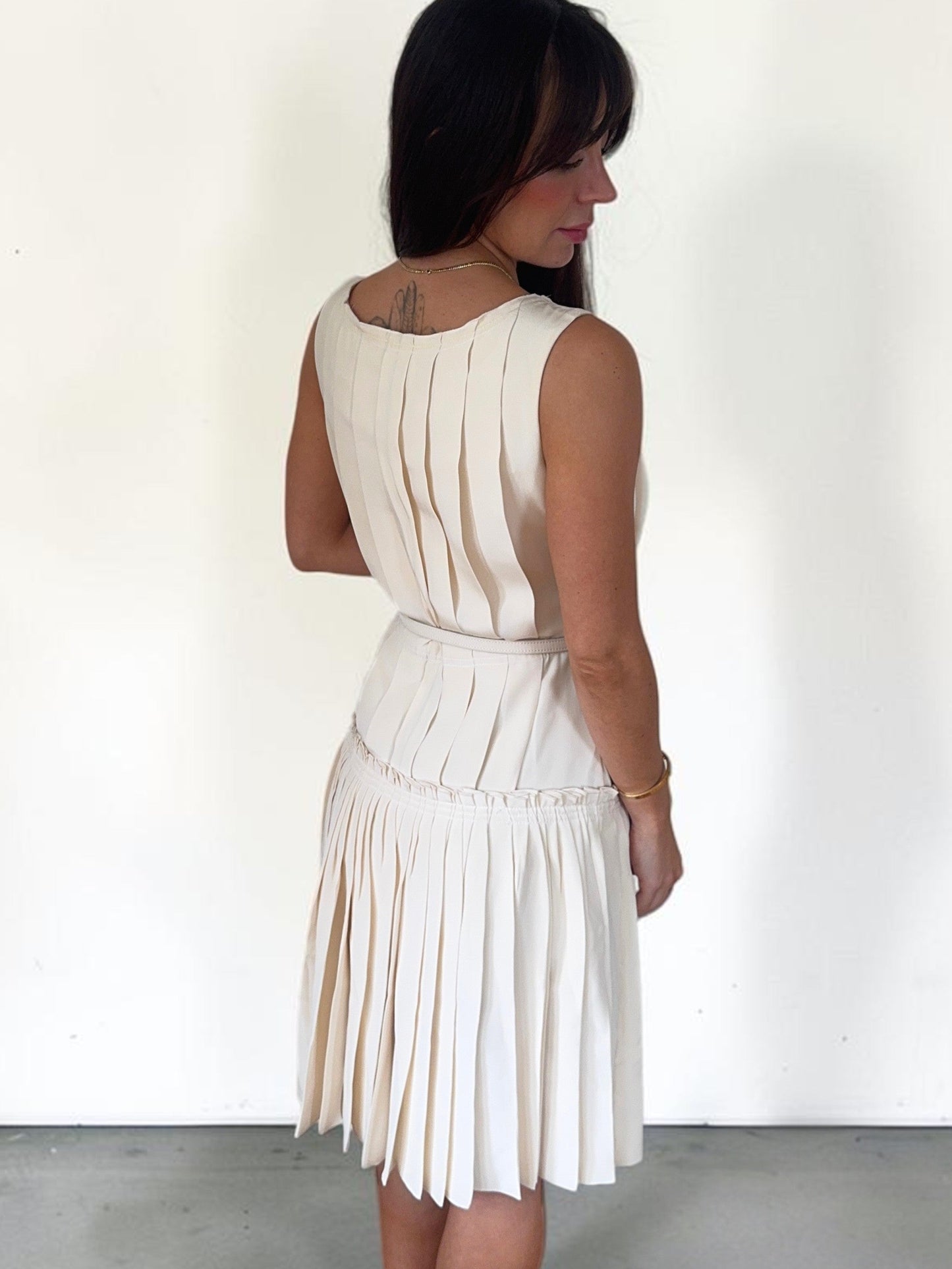 vintage oscar de la renta silk pleated dress