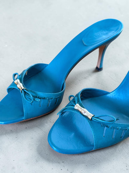 *rare* vintage gucci by tom ford teal bamboo heels