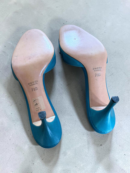 *rare* vintage gucci by tom ford teal bamboo heels