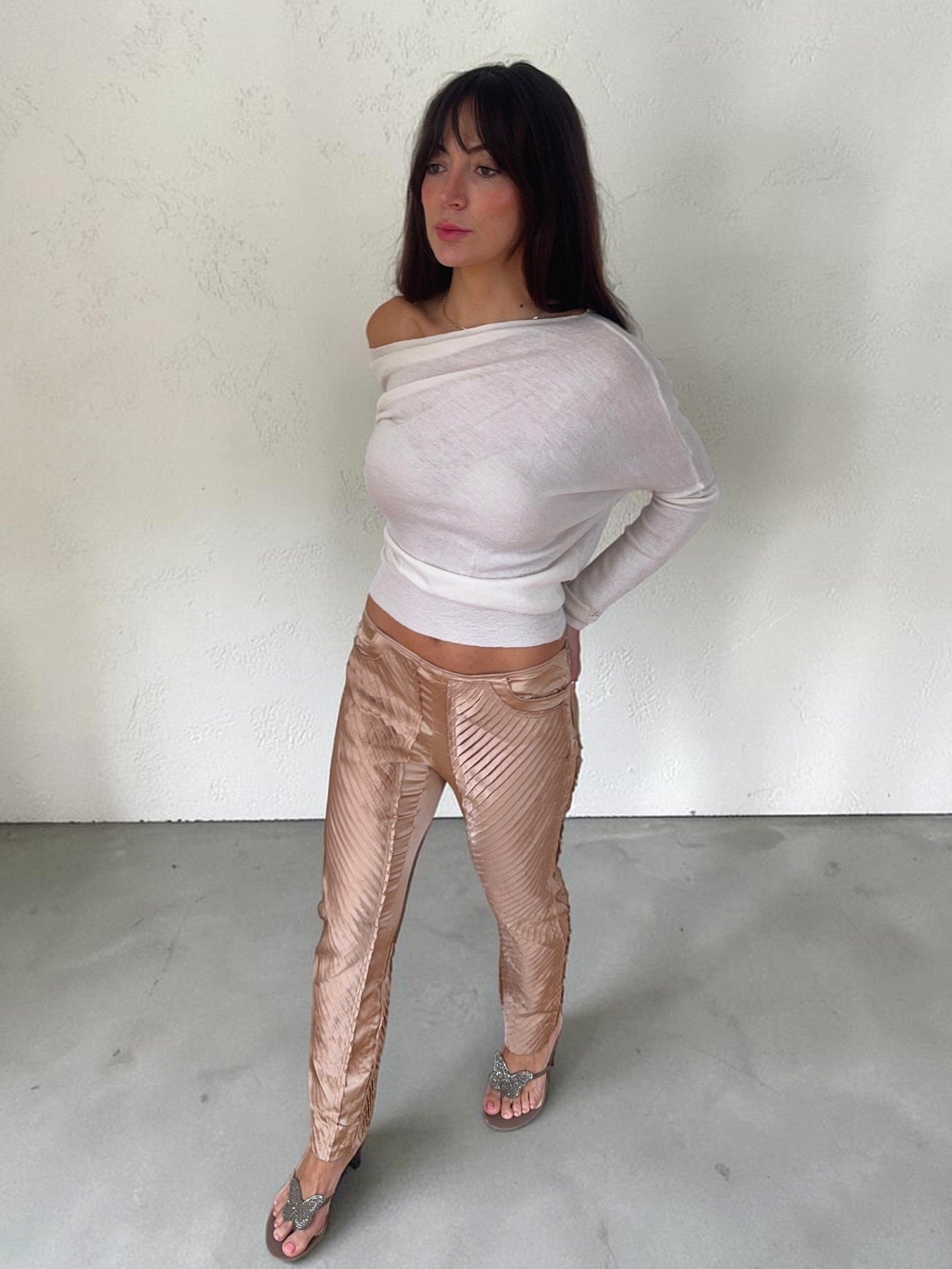 *rare* gucci s/s 2004 silk pleated runway pants