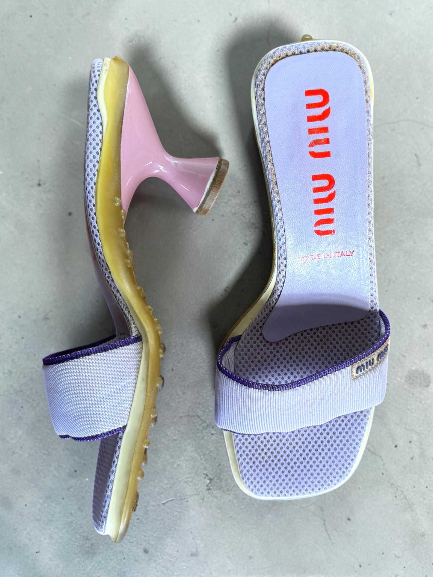 miu miu f/w 1999 lavender bubble sole mules