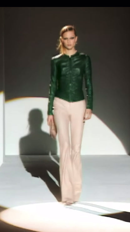 *rare* gucci f/w 1999 green leather jacket