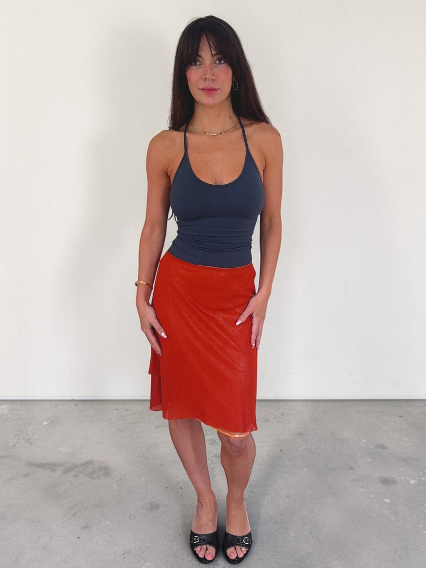 vivienne tam s/s 2000 iridescent orange runway skirt