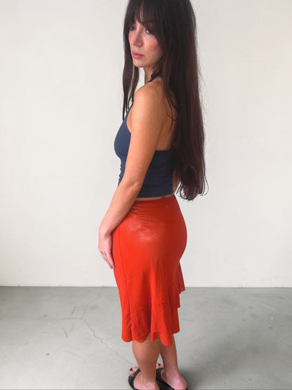 vivienne tam s/s 2000 iridescent orange runway skirt