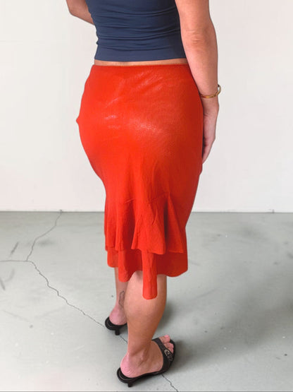 vivienne tam s/s 2000 iridescent orange runway skirt