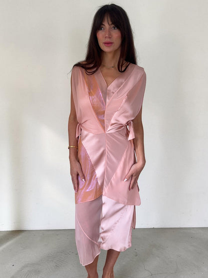 *rare* zac posen s/s 2004 pink silk paneled dress