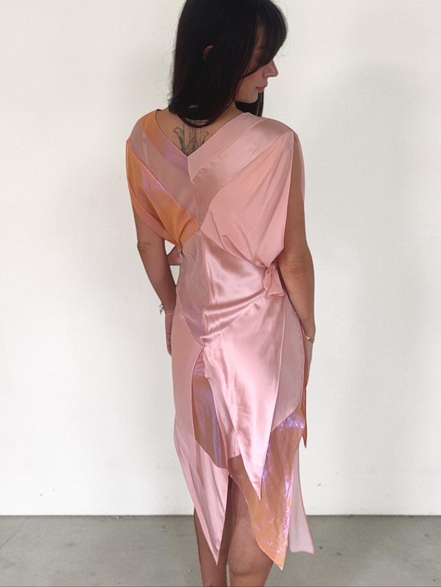 *rare* zac posen s/s 2004 pink silk paneled dress