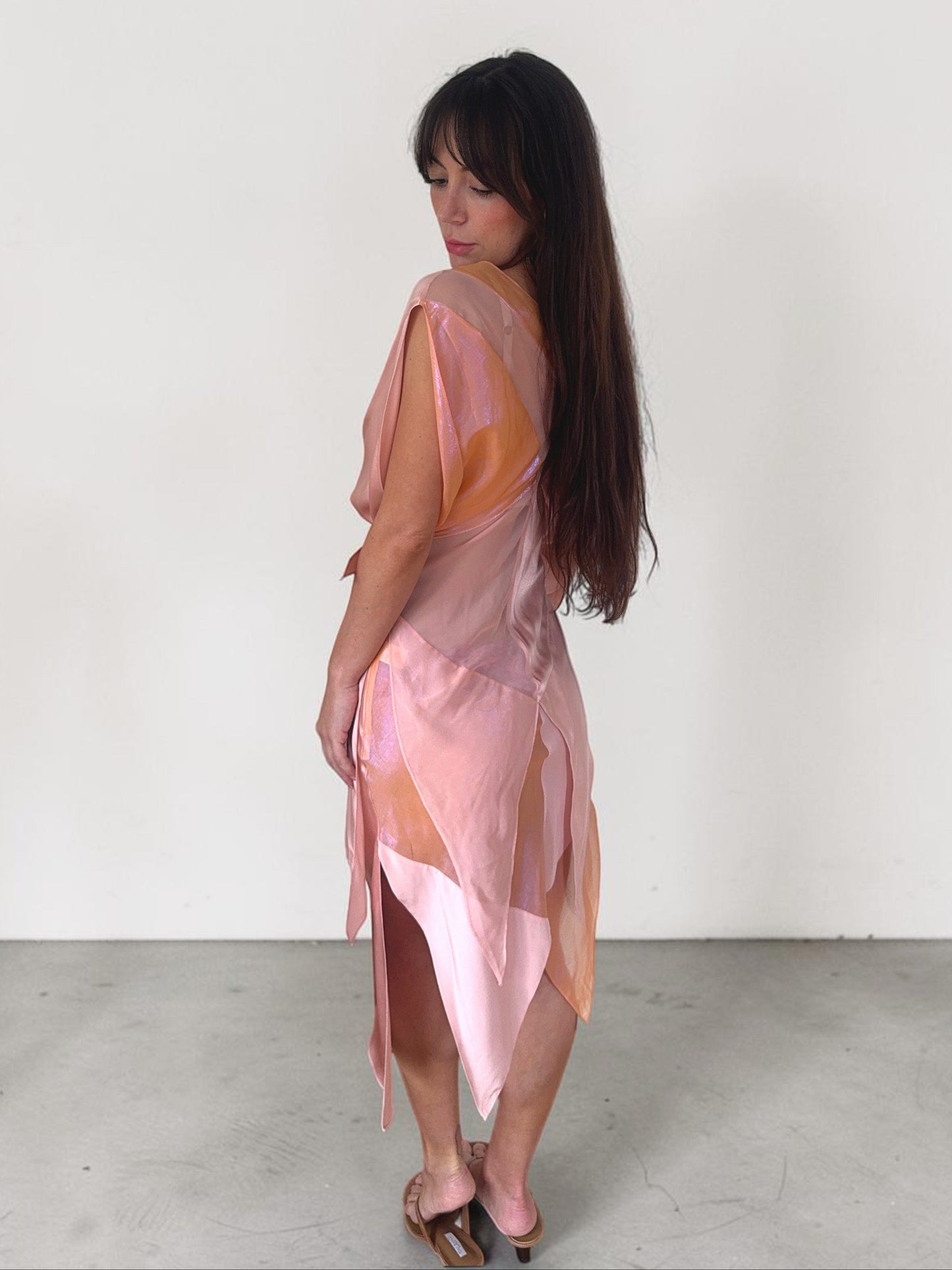 *rare* zac posen s/s 2004 pink silk paneled dress