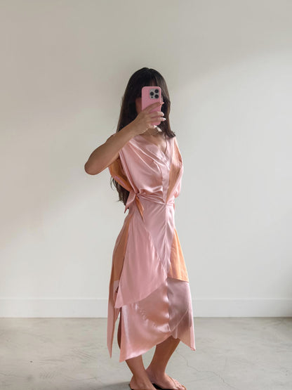 *rare* zac posen s/s 2004 pink silk paneled dress